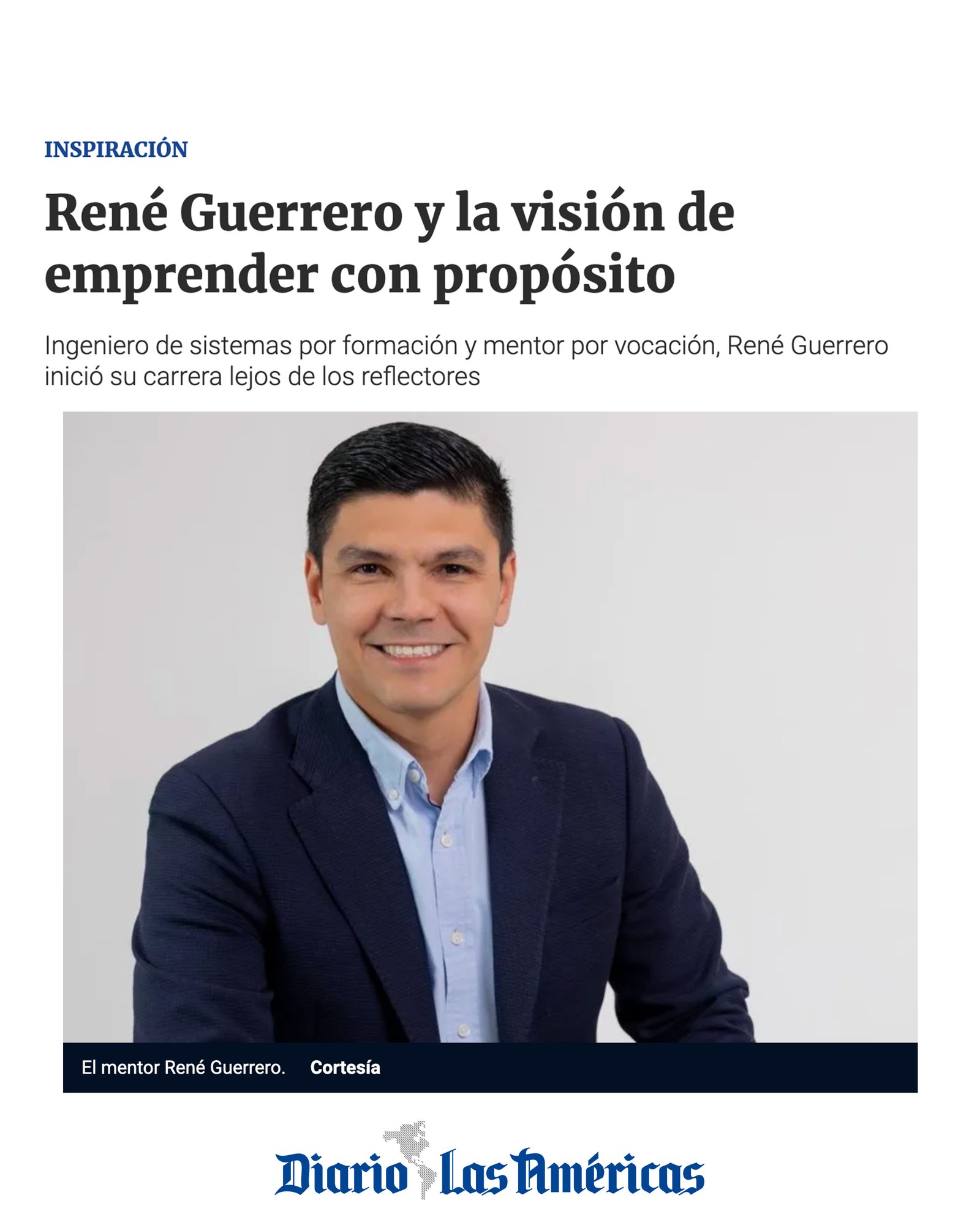 Artículo Diario Las Américas sobre René Guerrero