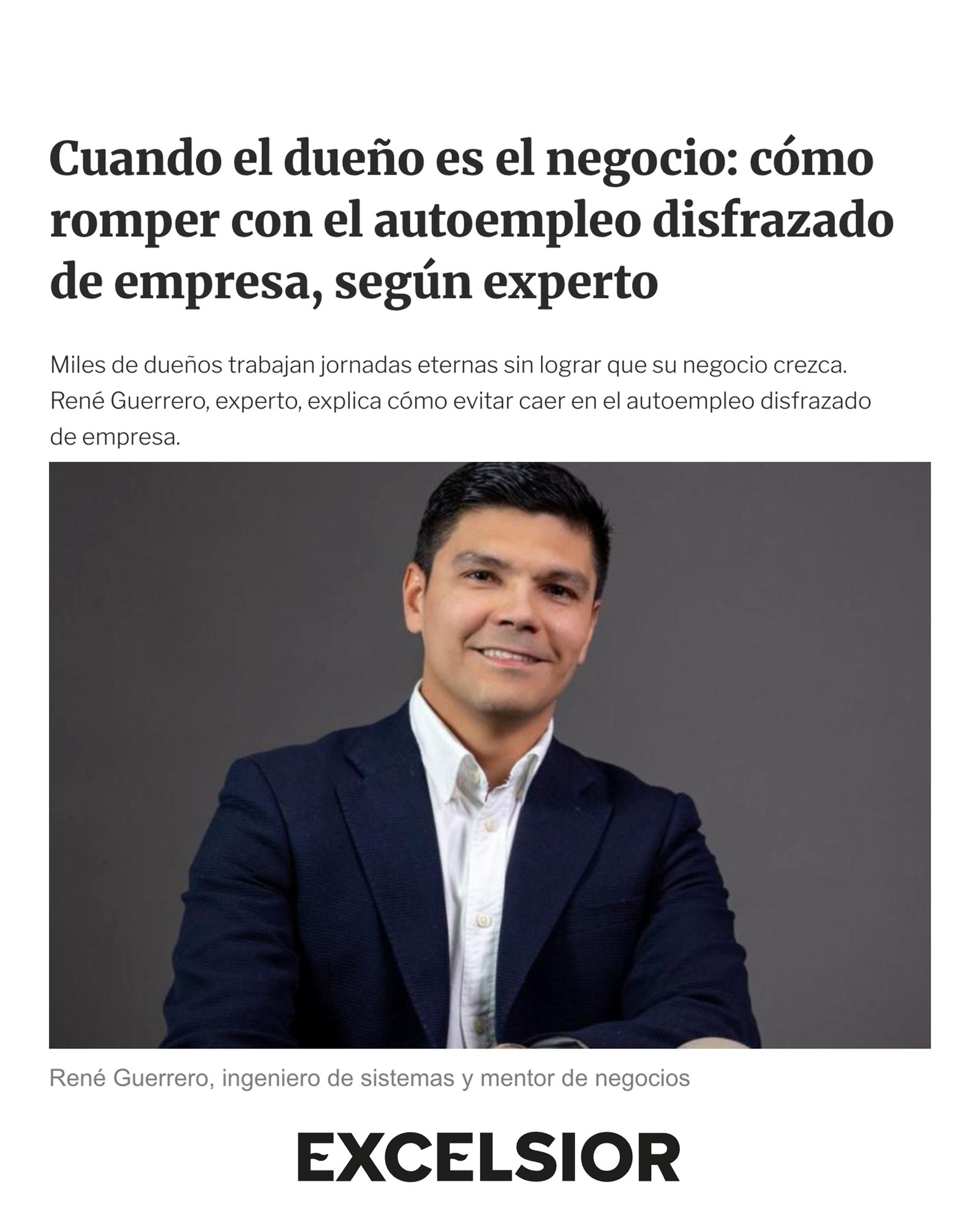 Artículo Excélsior sobre René Guerrero