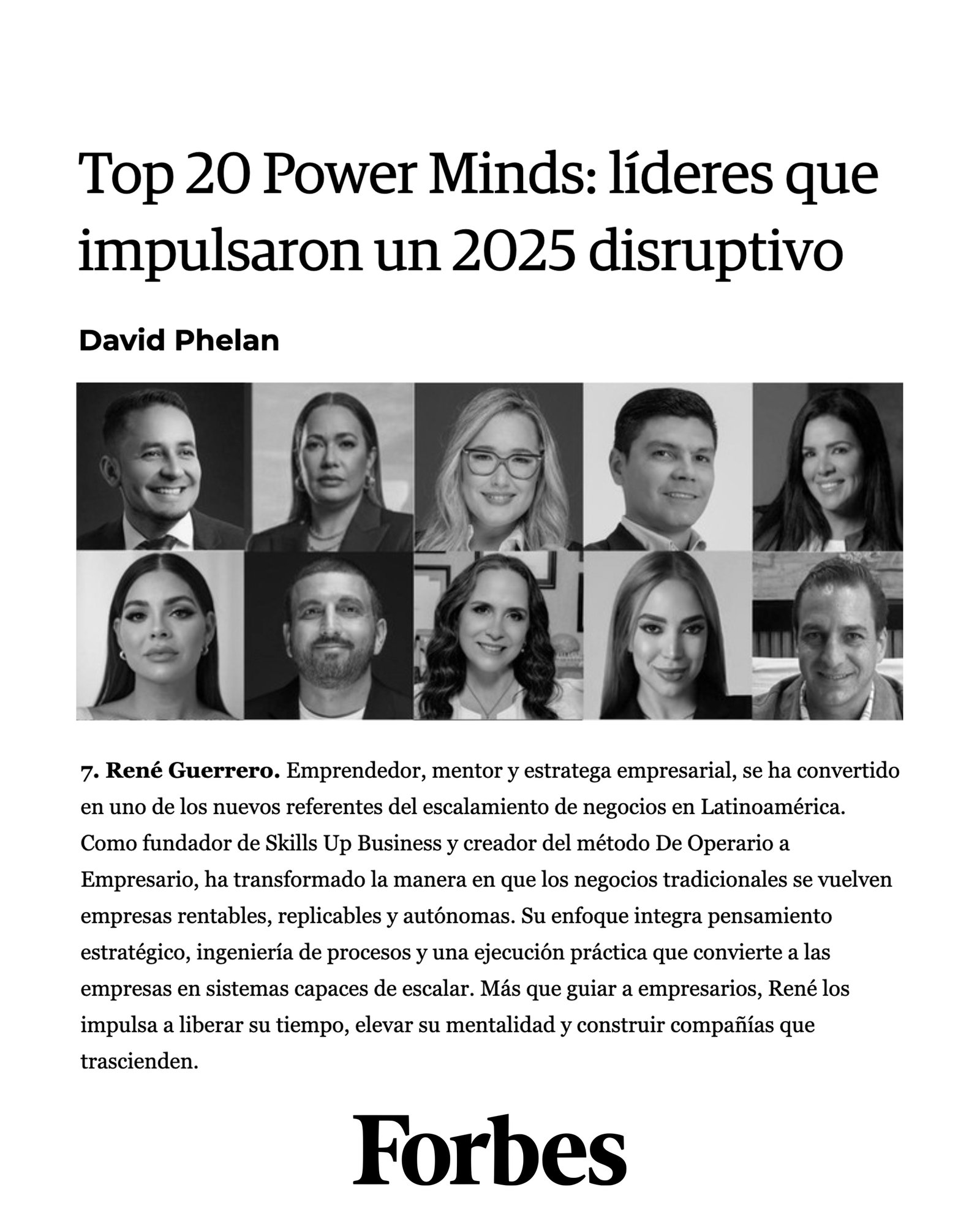 Artículo Forbes sobre René Guerrero